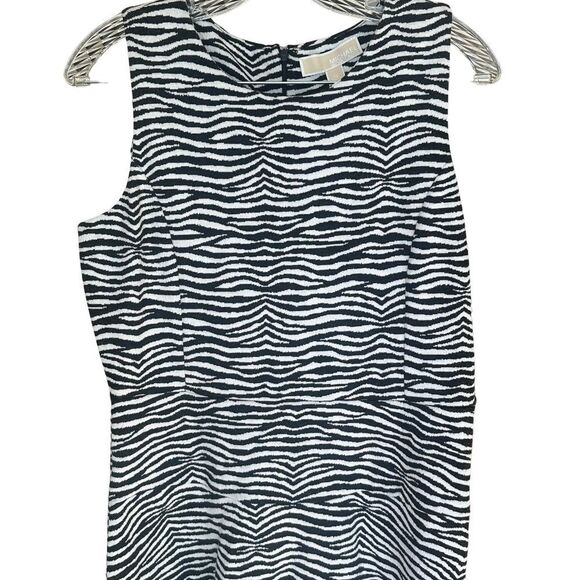 NWT  Michael Kors Sleeveless Sheath Midi Dress Black - White Size 12 - Picture 5 of 7